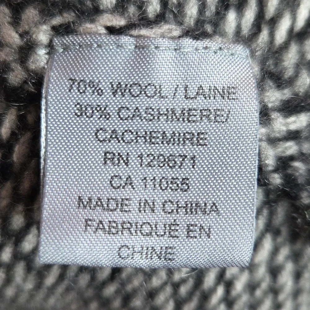 360 CASHMERE Hooded‎ Cardigan Wool Blend Black White Womens Size Medium